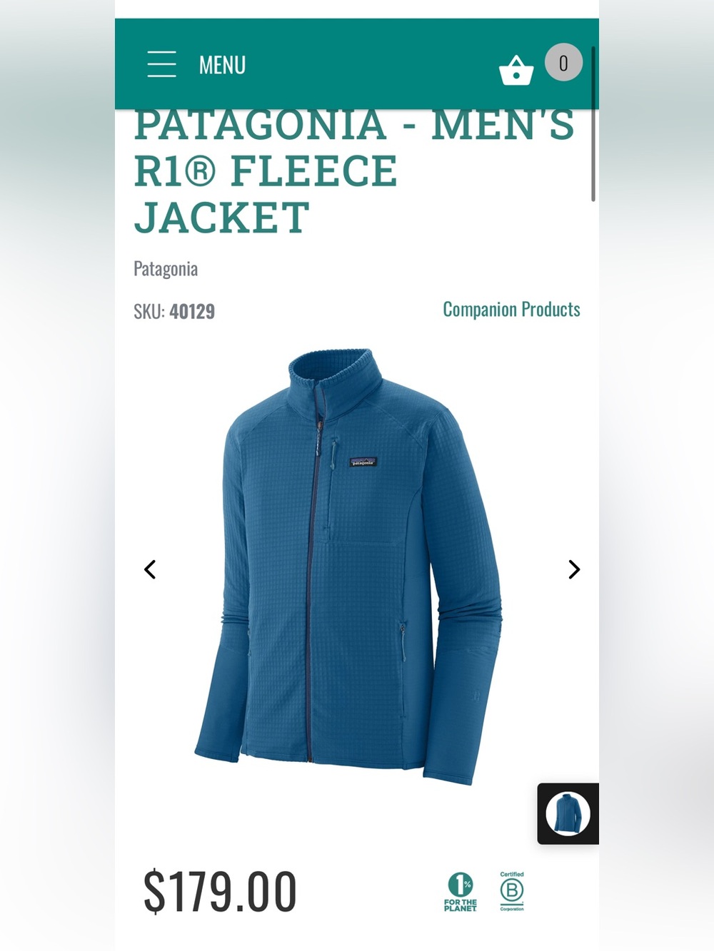 Patagonia Men's Lightweight Jacket — Teal